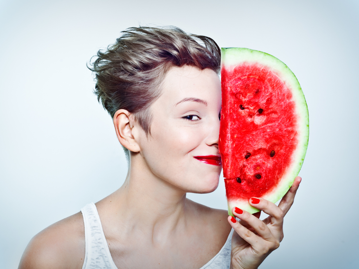 melón, pokožka, žena