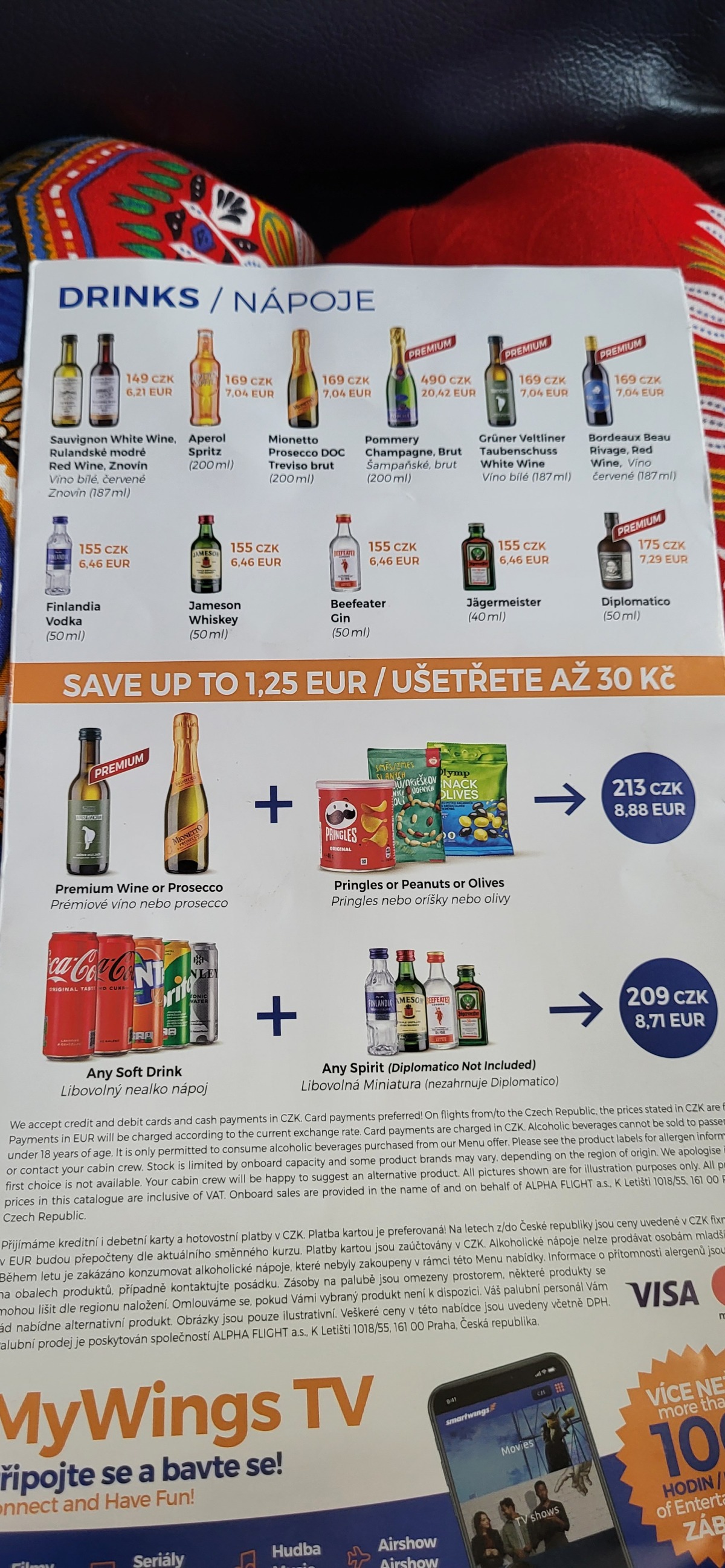 jedlo v lietadle, Smartwings, letisko Antalya