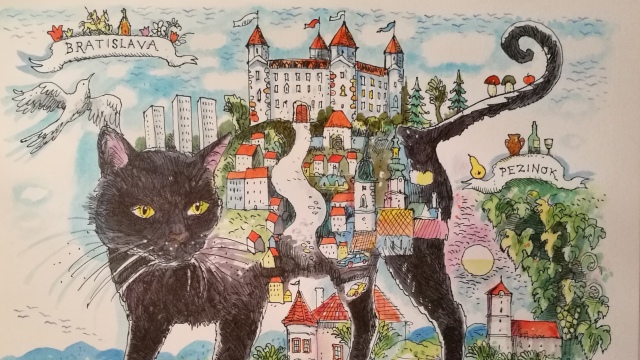 Ilustrácia z knihy Babka a kocúrik Gíra