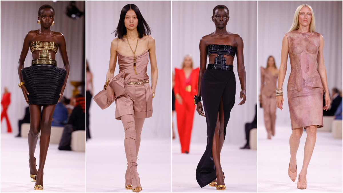 Modelky na prehliadke Balmain Jar/Leto 2025 v Paríži. 