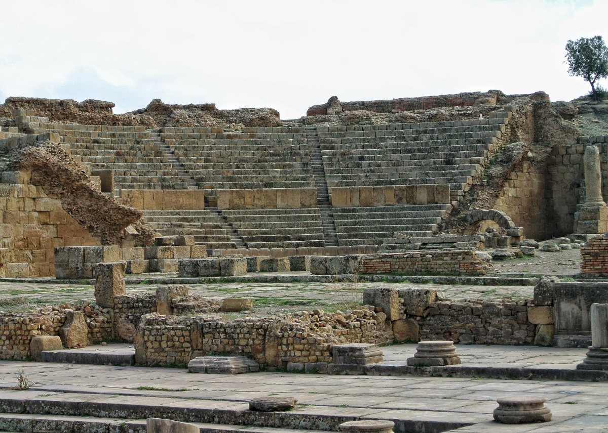 Thamugadi, Timgad, divadlo, rímska ríša, ruiny