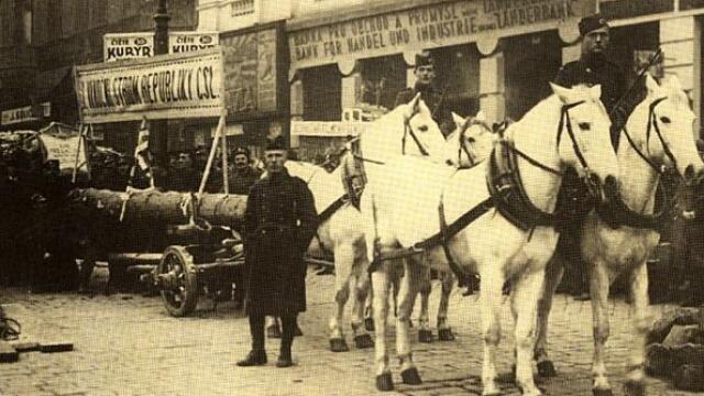 Prvý Vianočný strom republiky v Brne na Námestí slobody. Rok 1924.