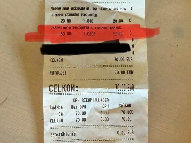 Pacientka z cudziny odišla od lekárky o 70 eur ľahšia.