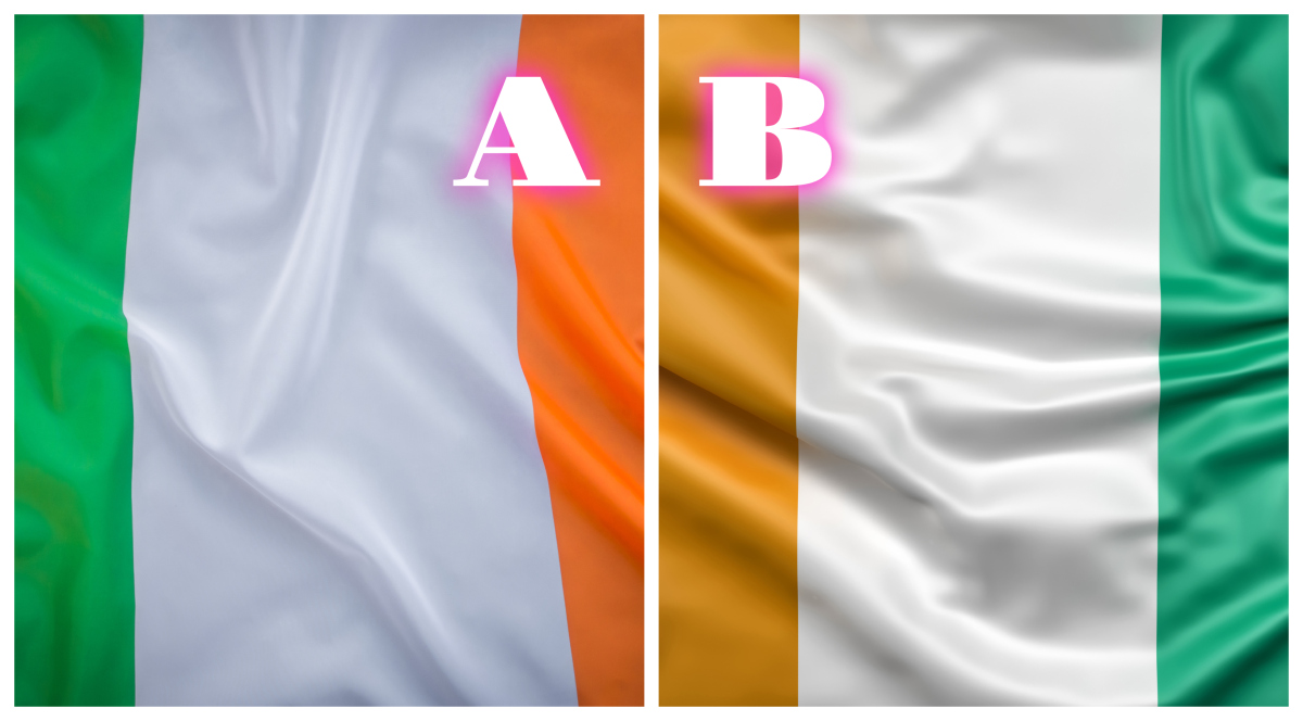 Na ktorom obrázku je vlajka krajiny, ktorá sama seba vo svojom jazyku nazýva Poblacht na hÉireann?