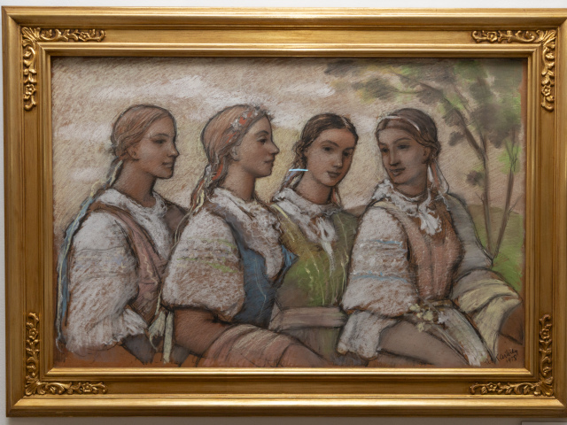 Aurel Kajlich: Zvestovateľky jari, pastel na kartóne, 54x95 cm, zo súkromnej zbierky.