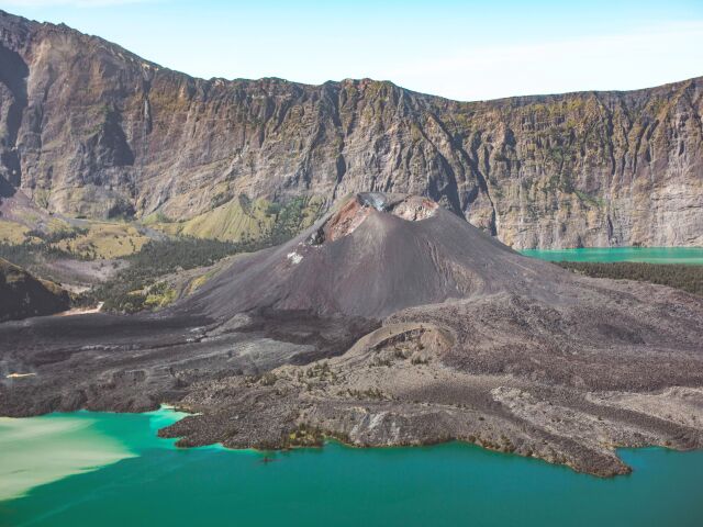 Sopka Mount Rinjani, Indonézia