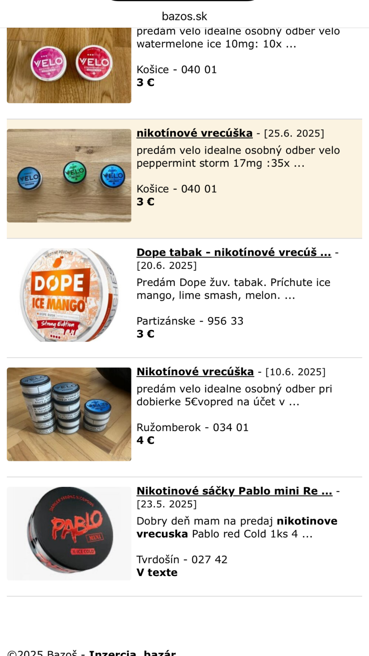 Úrad komisára pre deti, nikotínové výrobky, nikotínové vrecúška