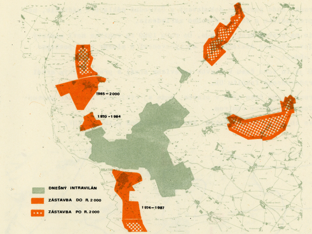 1972 - Navrhované sídelné útvary v regióne Bratislavy metro