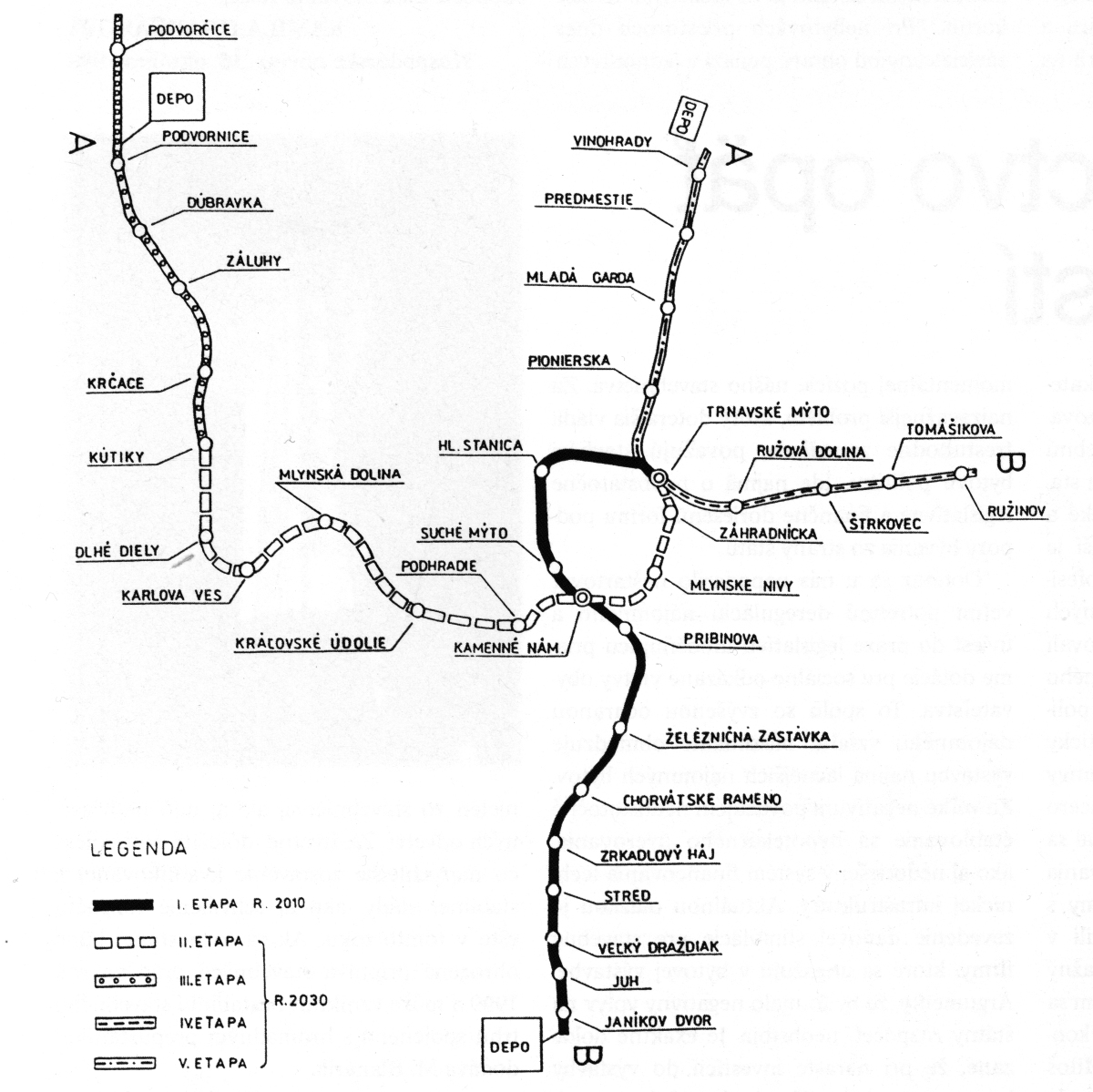 1997 - Schéma trás metra pre systém VAL metro bratislava
