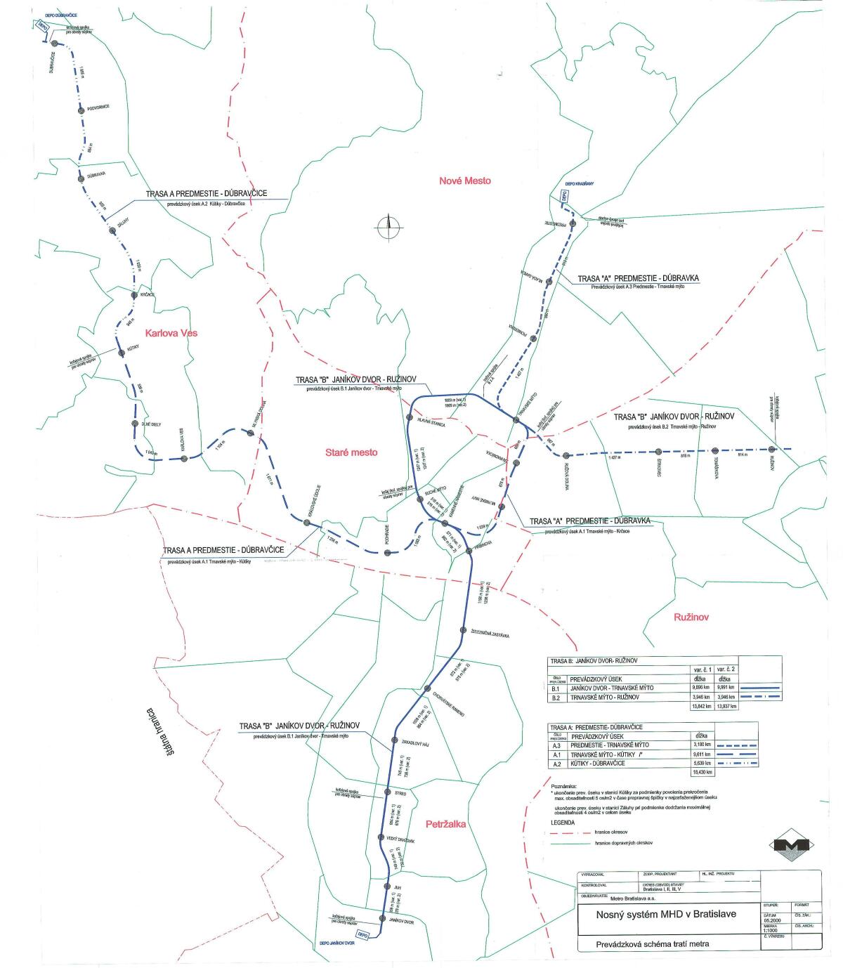 2000 - Sieť metra v Bratislave pre klasický koľajový systém metro bratislava