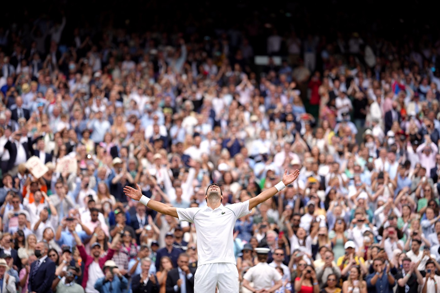 Novak Djokovič po tom, ako vyhral Wimbledon 2021.