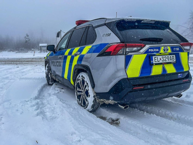 sneh, zima, policajné auto, polícia