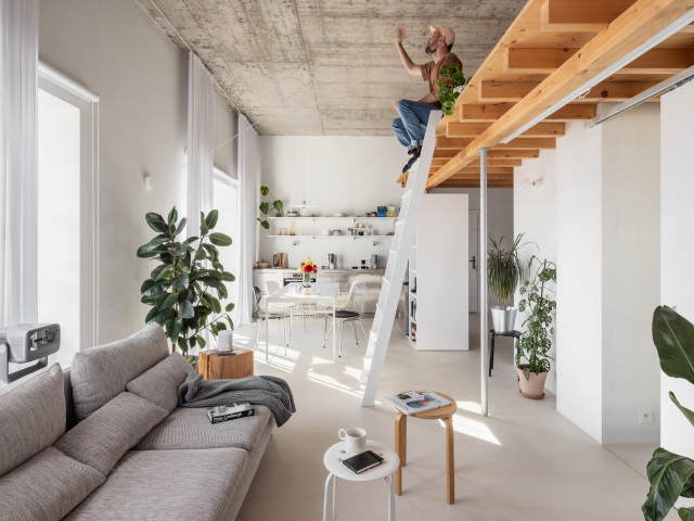 loft, interiér, byt, architekt