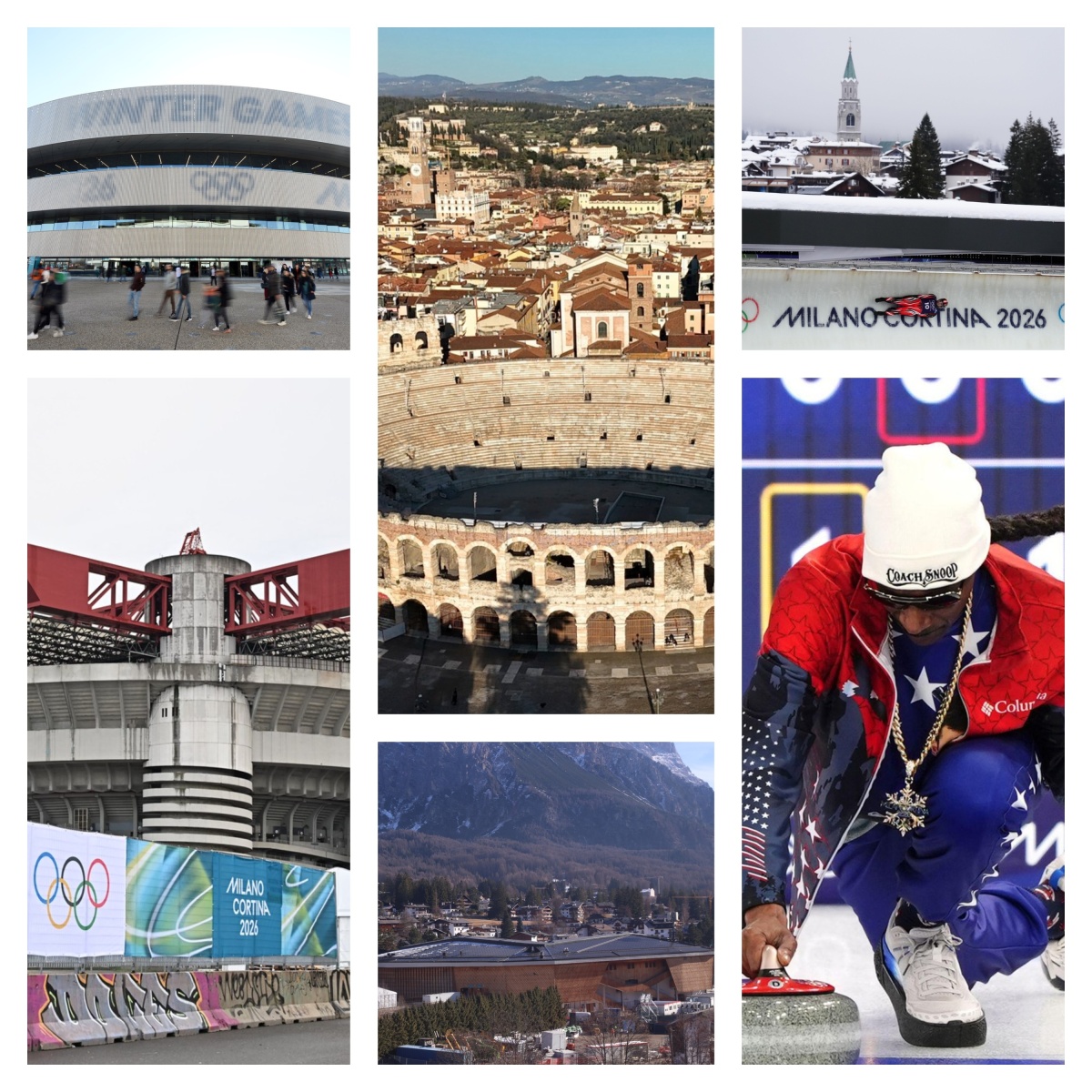 Koláž športoviská ZOH 2026