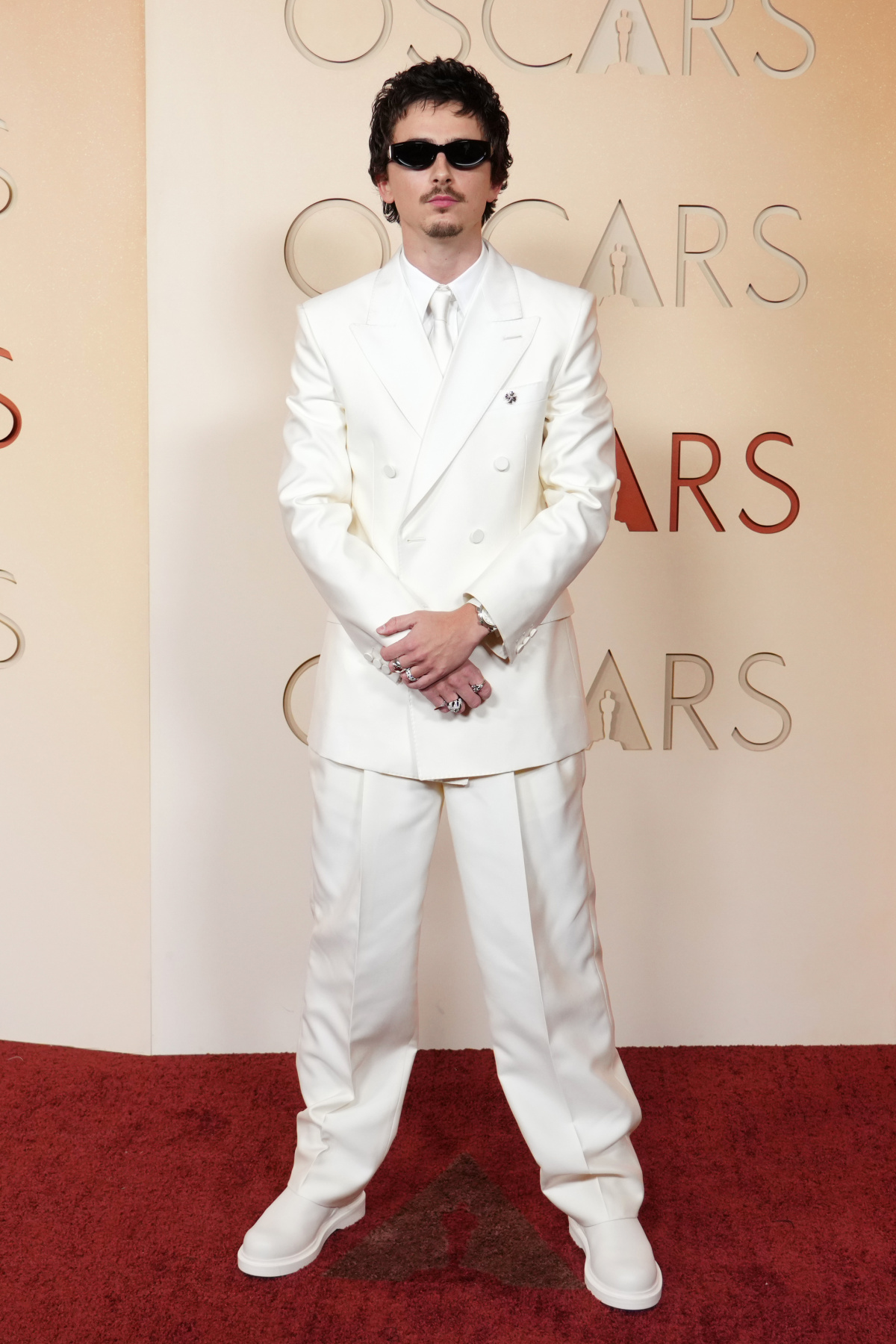Herec Timothee Chalamet prišiel v obleku Givenchy by Sarah Burton. 