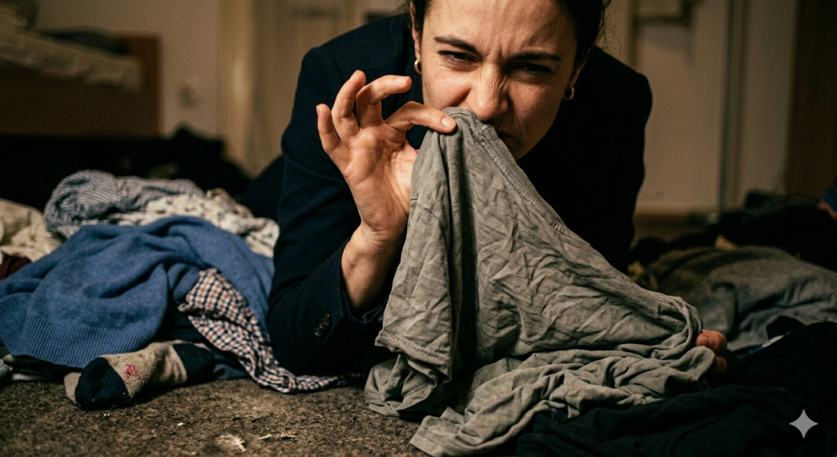 10. "Recyklácia" oblečenia z kopy na zemi