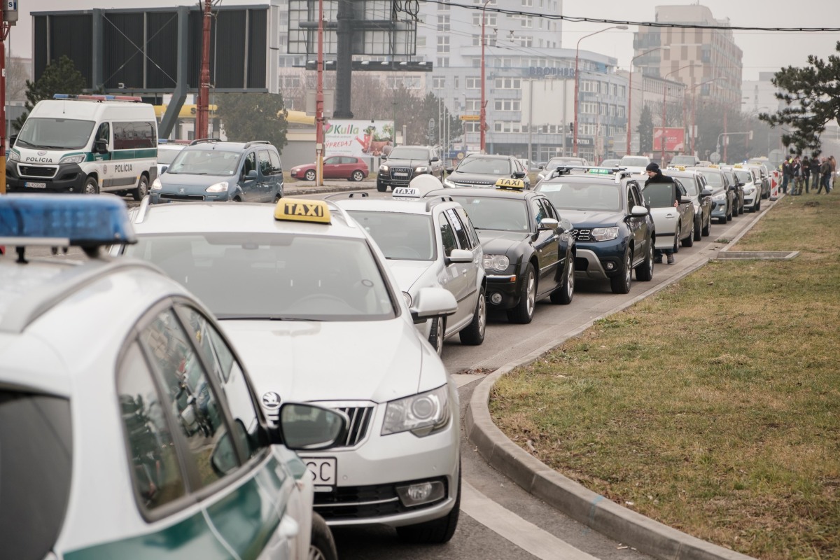 protest autodopravcovia, taxi