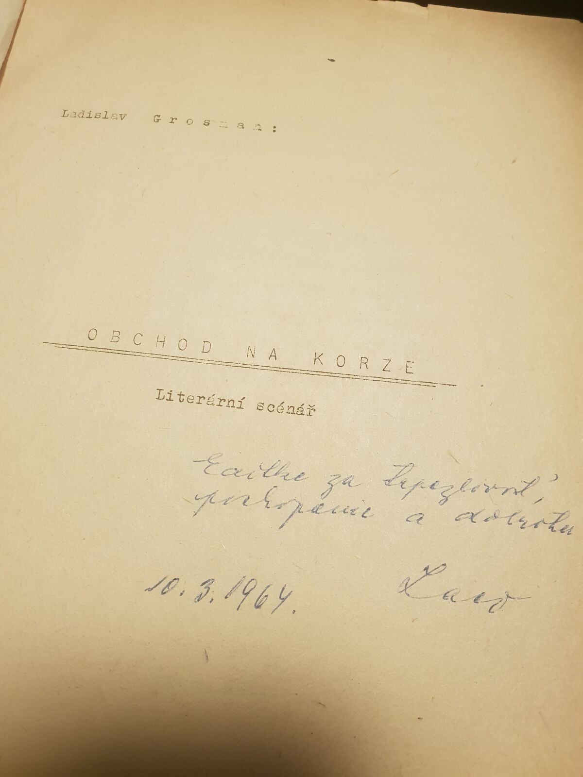 tiutlna strana originalu Ladislav Grosman