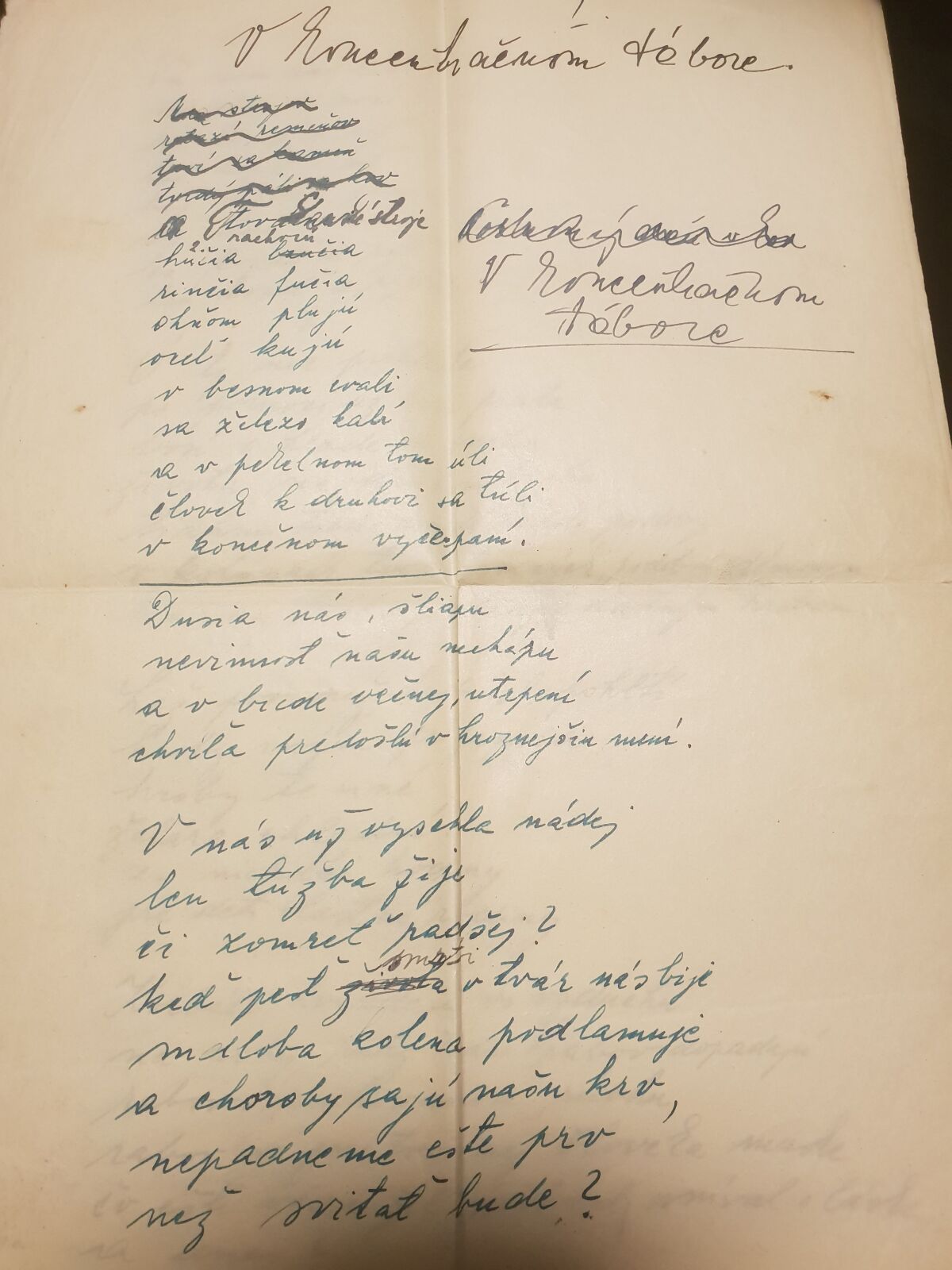 uvodna strana rukopisu basne Ladislav Grosman