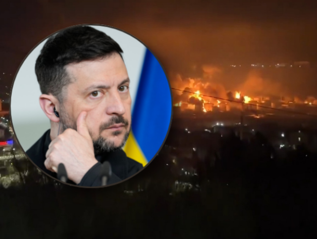 Zelenskyj a horiace Rusko