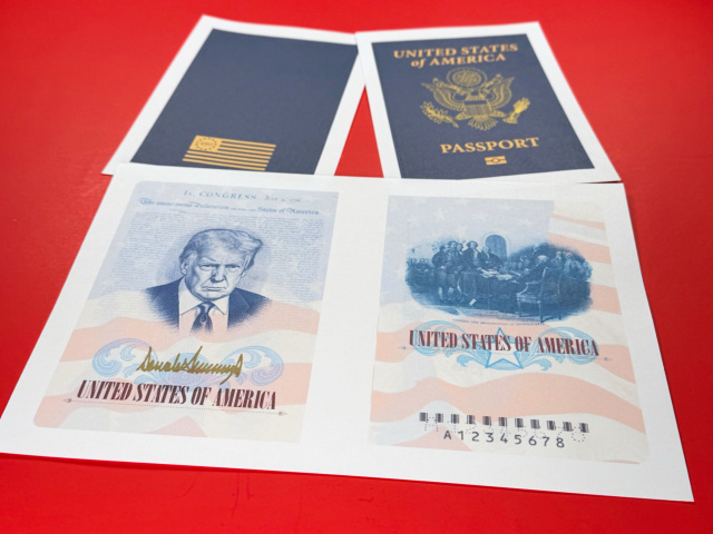 USA Trump portrét cestovný pas